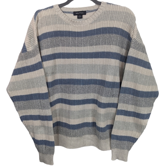 Nautica Other - Nautica Men's Waffle Knit Stripe Sweater Sz L